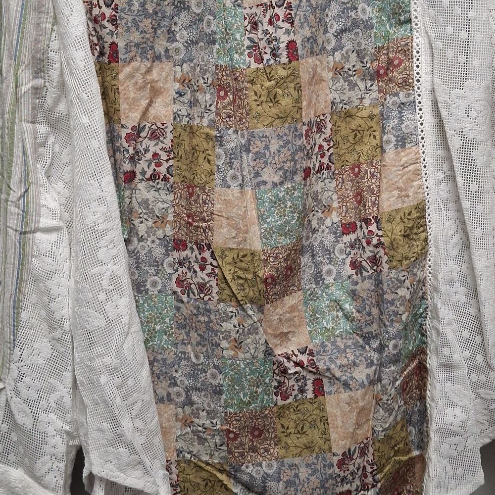 POL Oversized Button UP Boho GYPSY Shirt WITH Lace - Picture 8 of 8